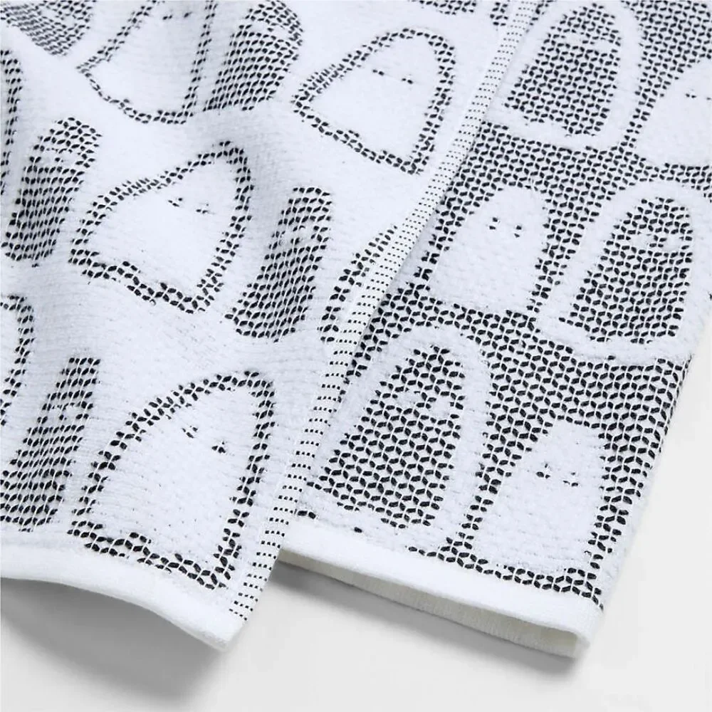 Crate & Barrel Organic Cotton Textured Terry Ghost Dish Towels Set of 2 - New